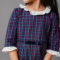Hope & Henry Little Girls 3/4 Sleeve Ruffle Trim Party Dress, Toddler|Child