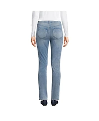 Lands' End Petite Starfish Mid Rise Knit Denim Straight Jeans