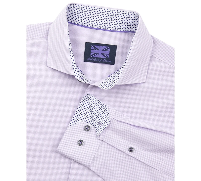 Michelsons of London Men's Regular-Fit Gingham Dot Dress Shirt