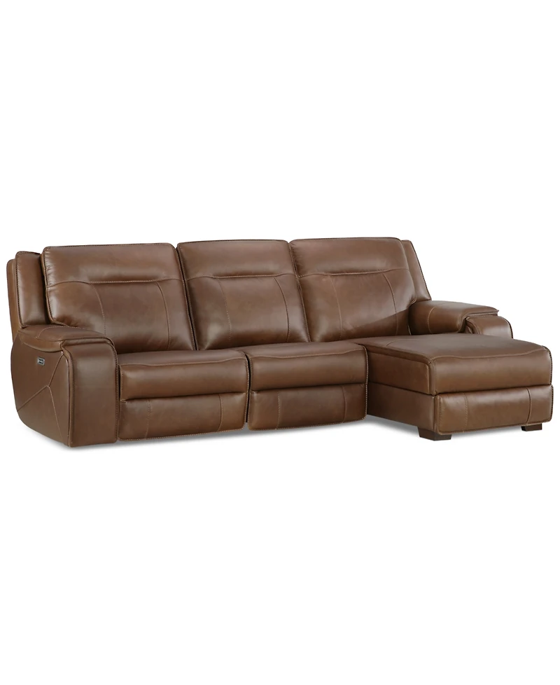 Closeout! Hansley 3-Pc Zero Gravity Leather Sofa with 2 Power Recliners and Chaise, Created for Macy's