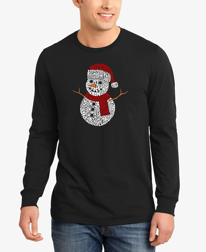 La Pop Art Men's Christmas Snowman Word Long Sleeve T-shirt