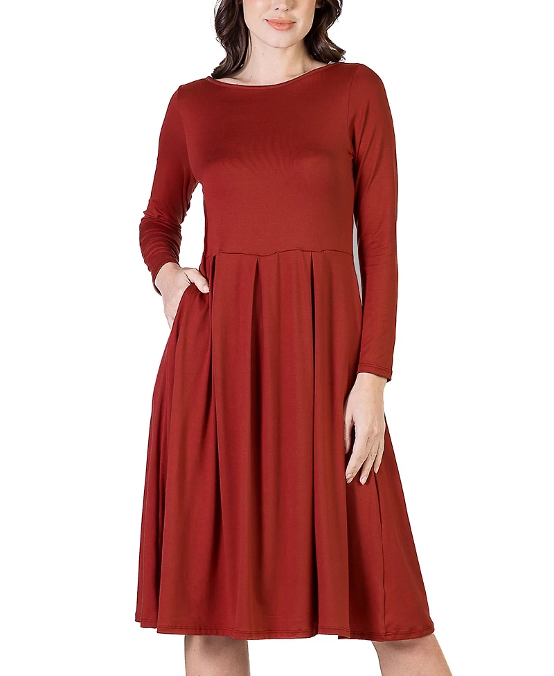 Women's Midi Length Fit and Flare Dress