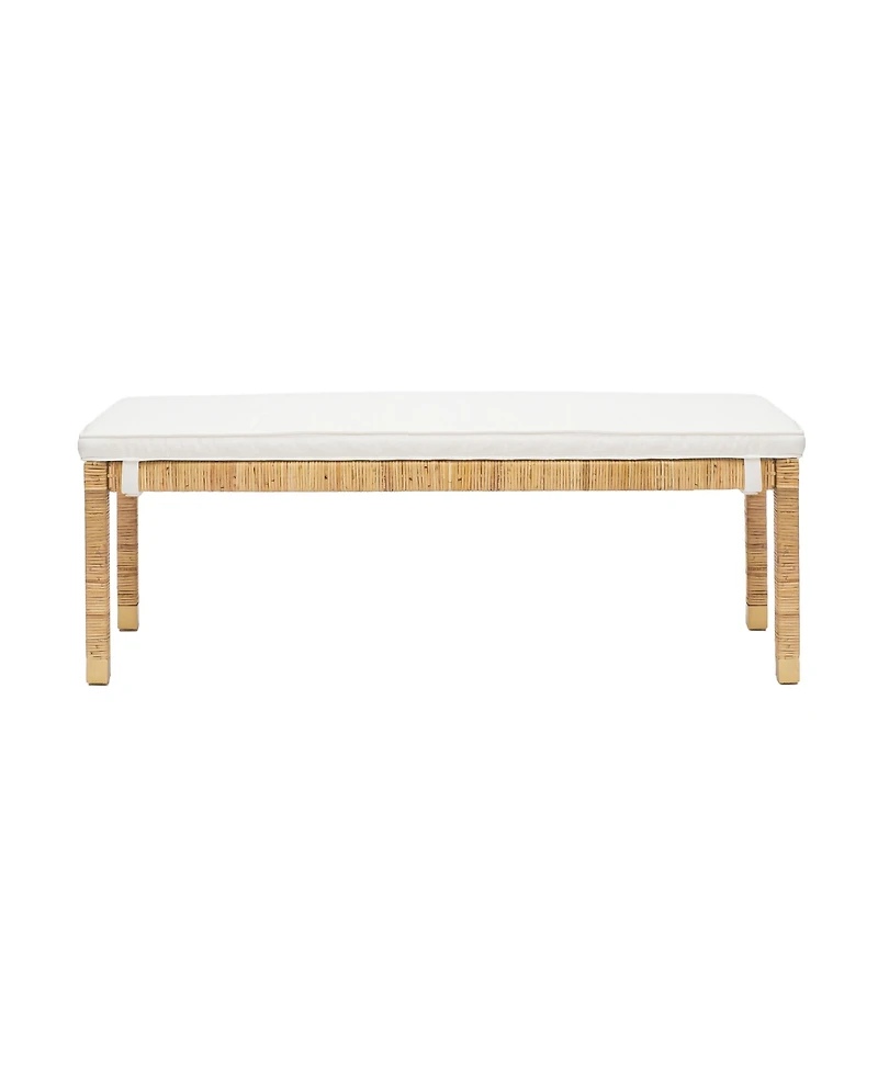 Tov Furniture 1 Piece Rattan Brass-Capped Legs Bench