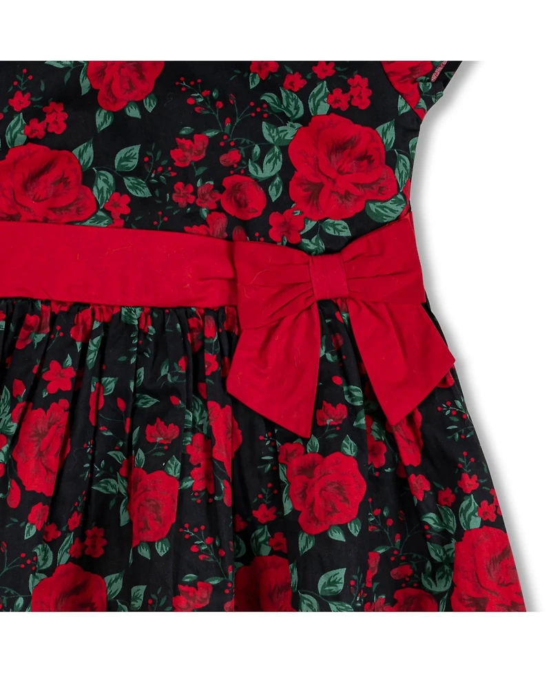 Hope & Henry Little Girls Short Sleeve Ruffle Collar Party Dress with Bow, Toddler|Child