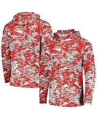 Men's Columbia Scarlet Ohio State Buckeyes Pfg Terminal Tackle Omni-Shade Rippled Long Sleeve Hooded T-shirt