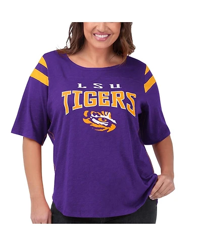 Women's G-iii 4Her by Carl Banks Purple Lsu Tigers Plus Linebacker Half-Sleeve T-shirt