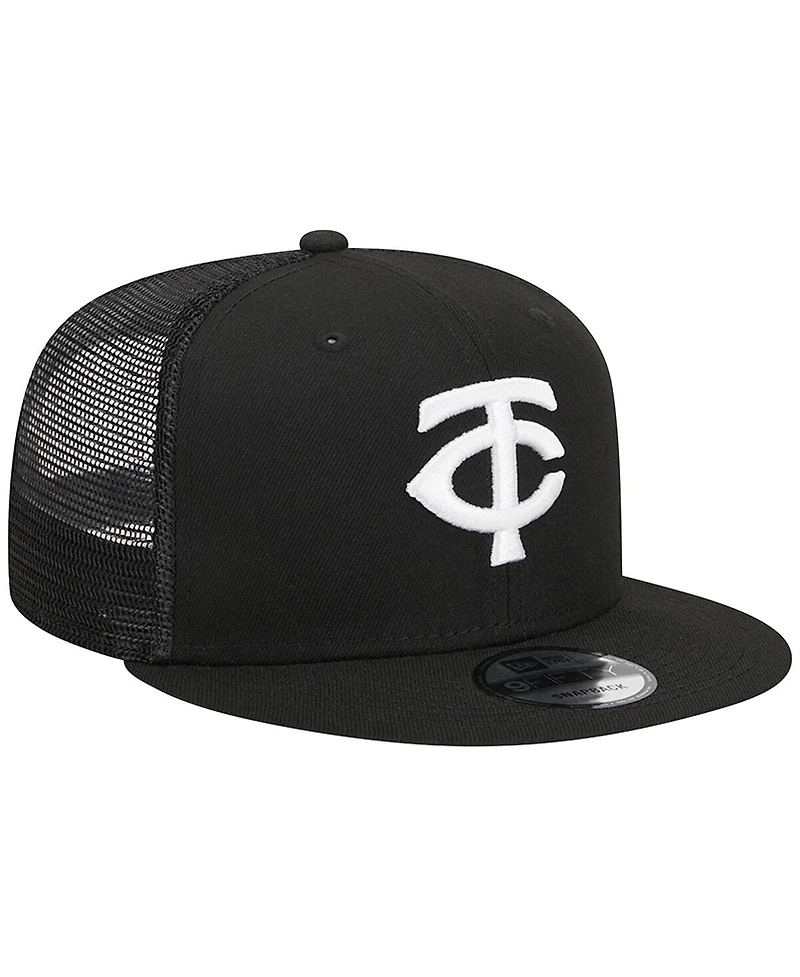 Men's New Era Black Minnesota Twins Trucker 9FIFTY Snapback Hat