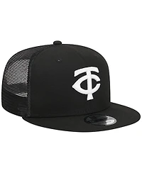 Men's New Era Black Minnesota Twins Trucker 9FIFTY Snapback Hat