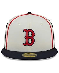 Men's New Era Cream, Navy Boston Red Sox Chrome Sutash 59FIFTY Fitted Hat