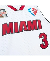 Men's and Women's Mitchell & Ness Dwyane Wade White Miami Heat Hall of Fame Class 2023 Throwback Swingman Jersey