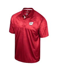 Men's Colosseum Red Wisconsin Badgers Honeycomb Raglan Polo Shirt