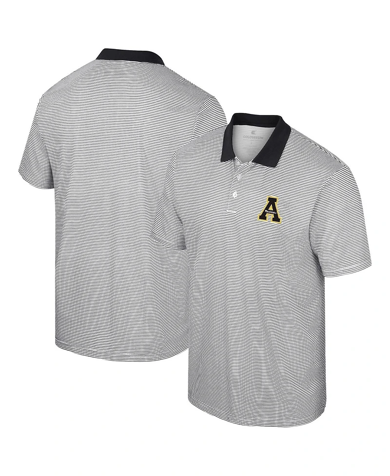 Men's Colosseum White, Black Appalachian State Mountaineers Print Stripe Polo Shirt