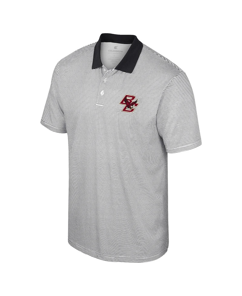 Men's Colosseum White Boston College Eagles Print Stripe Polo Shirt