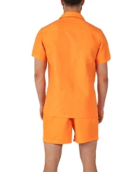 OppoSuits Men's Summer Set - 2 Piece Beach Wear set - Orange - Matching Shirt and Shorts