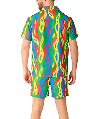 OppoSuits Men's Summer set - 2 Piece Beach Wear Multicolored Matching Shirt and Shorts