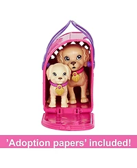Barbie Doll and Accessories Pup Adoption Playset with Doll, 2 Puppies and Color-Change