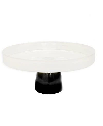 Classic Touch Glass Cake Plate on Black Stem, 9.5" D