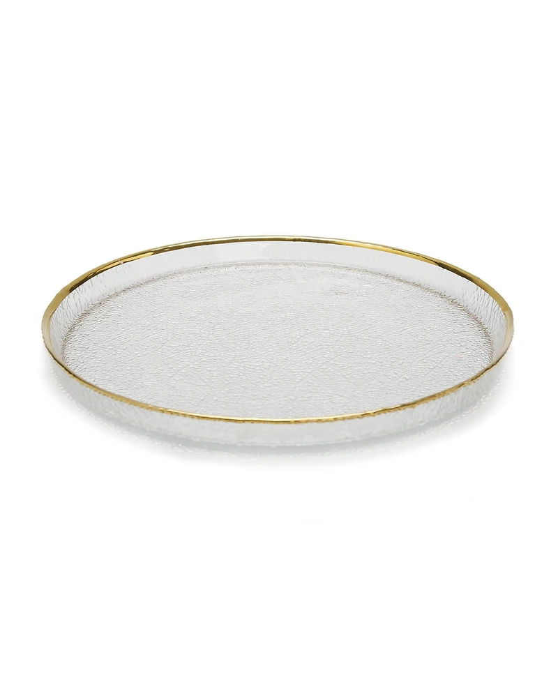 Classic Touch Pebbled Glass Salad Plates Raised Rim with Border, Set of 4