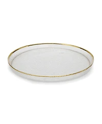 Classic Touch Pebbled Glass Salad Plates Raised Rim with Border, Set of 4
