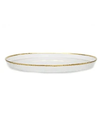 Classic Touch Pebbled Glass Charger Plates Raised Rim with Border, Set of 4