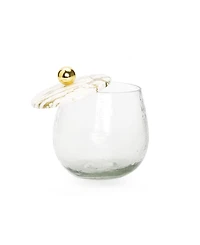 Gold-Tone Marble 3 Bowl Serving Dish with Gold-Tone Ball Design, Set of 4