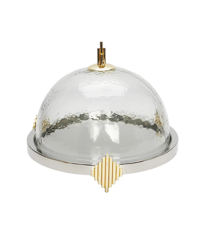 Classic Touch Cake Dome with Stainless Steel Base Symmetrical Design
