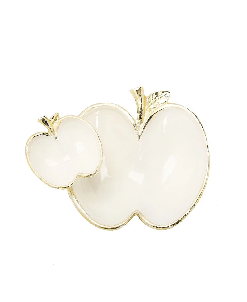Two Apple Dish with Gold-Tone