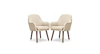 Set of 2 Fabric Upholstered Accent Chairs with Wooden Legs