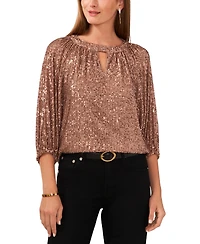 Vince Camuto Women's Keyhole Detail Raglan Sleeve Top