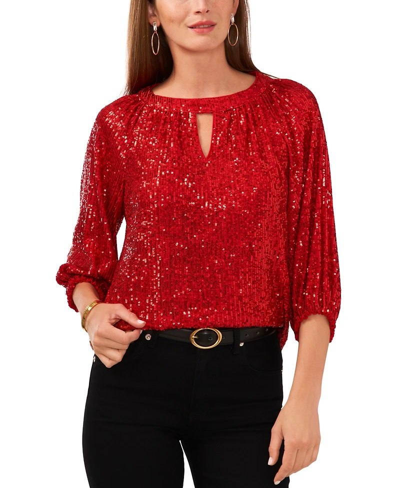 Vince Camuto Women's Keyhole Detail Raglan Sleeve Top