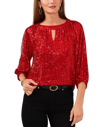 Vince Camuto Women's Keyhole Detail Raglan Sleeve Top