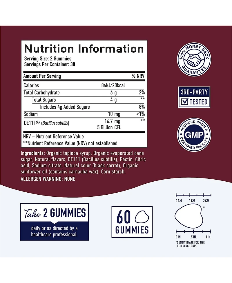 SMNutrition Organic Probiotic Gummies, Strawberry, SMNutrition, 60ct