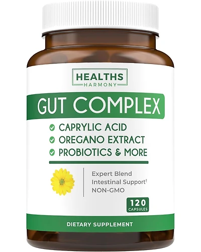 Gut Complex with Caprylic Acid, Oregano Leaf, Probiotics Capsules, Health's Harmony, 120ct