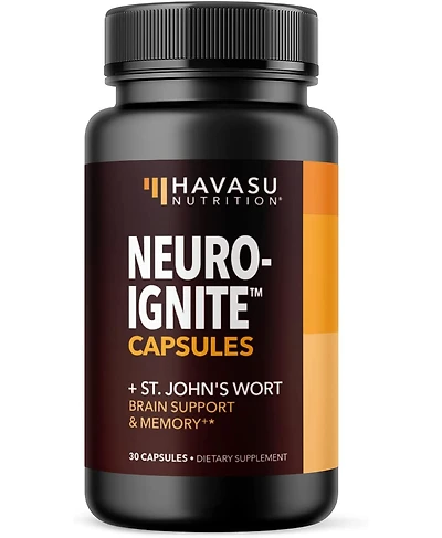 NeuroIgnite Capsules + St. John's Wort, Brain Support & Memory Supplement, Havasu Nutrition, 30ct