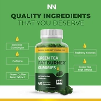 Nobi Nutrition Green Tea Fat Burner Gummies,60ct