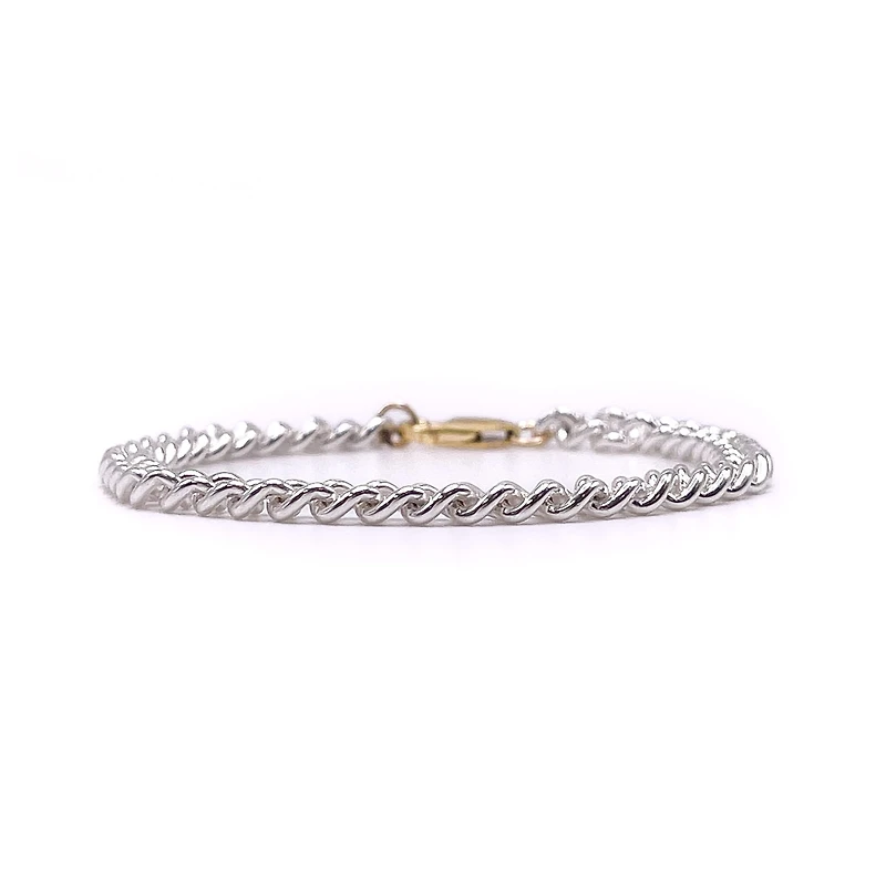 Bowood Lane 925 Sterling Silver Thick Curb Chain With 14k Gold Filled Lobster Clasp Bracelet