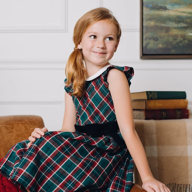 Hope & Henry Big Girls Flutter Sleeve Peter Pan Collar Party Dress