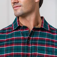 Hope & Henry Men's Organic Flannel Shirt with Suede Detail
