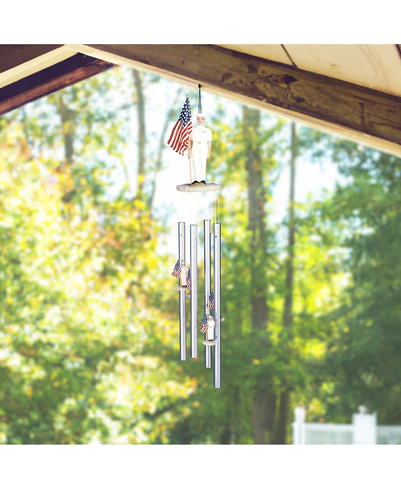 23" Long Us Navy with Us Flag Round Top Wind Chime