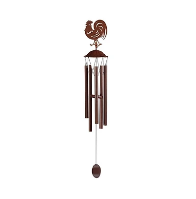 38" Long Metal Brown Rooster Silhouette Wind Chime