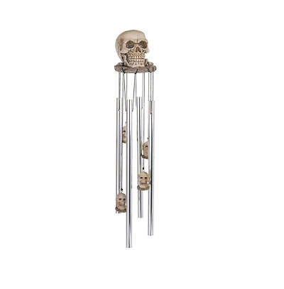 23" Long Skull Head Round Top Wind Chime Fantasy Figurine