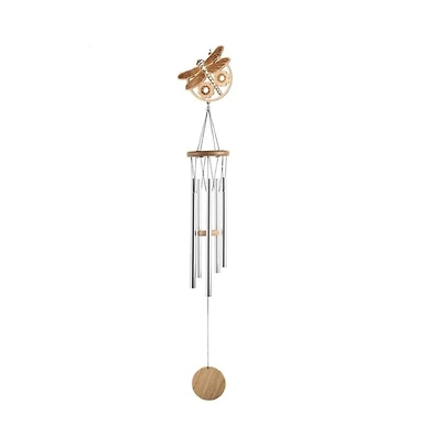 34" Long Wood Silhouette Dragonfly Wind Chime