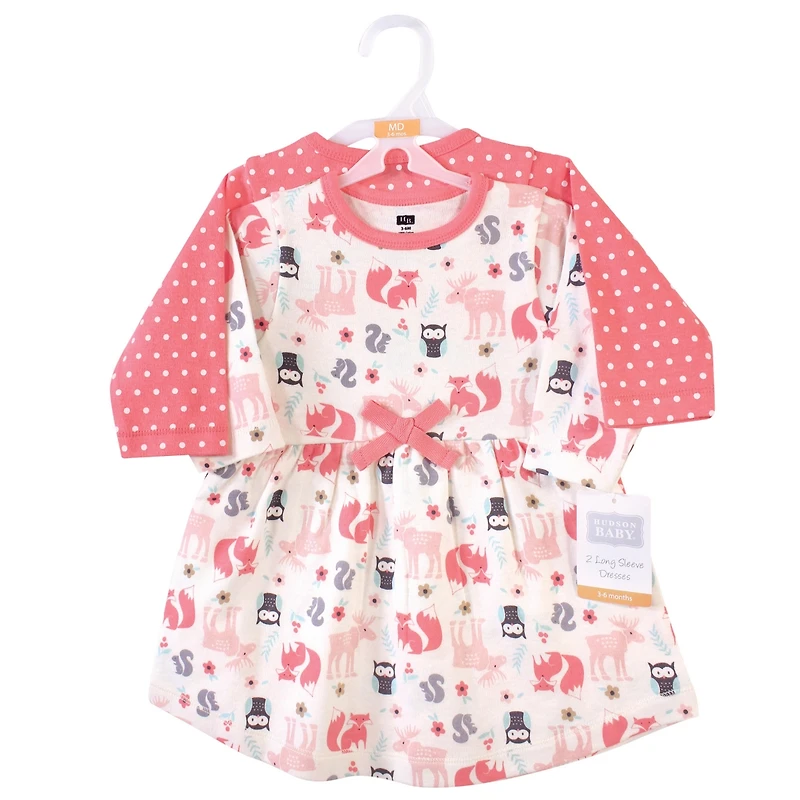 Hudson Baby Toddler Girls Twin Long-Sleeve Dress Bundle