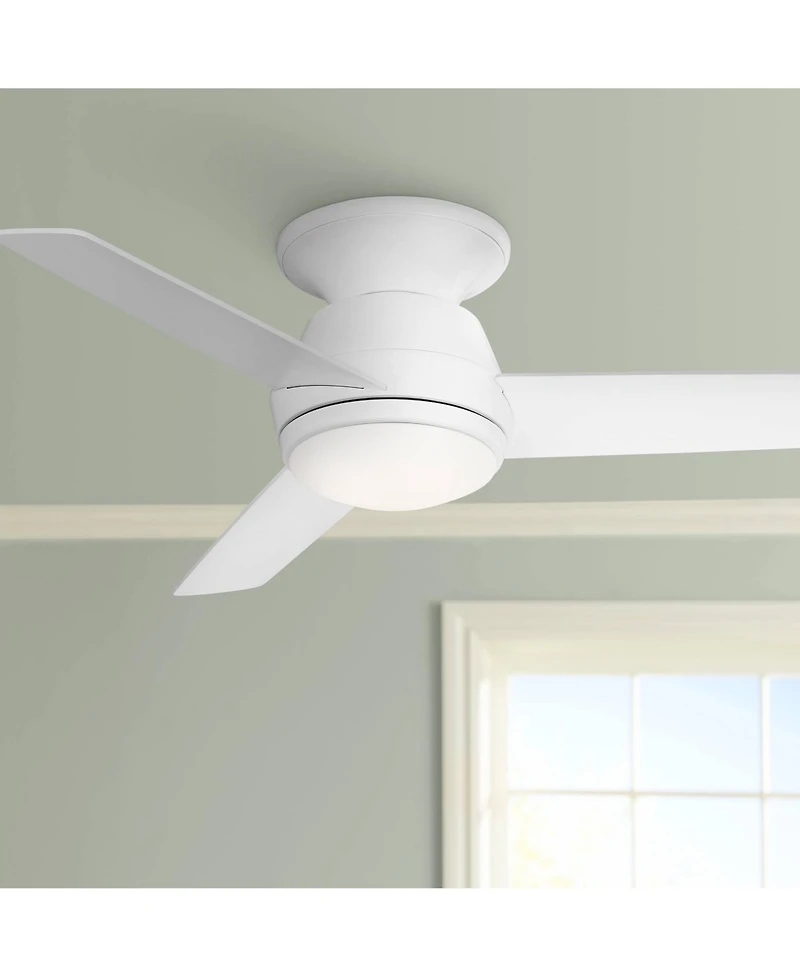44" Casa Vieja Marbella Breeze Modern Indoor Hugger Ceiling Fan with Dimmable Led Light Remote Control Opal Glass for Living Room Kitchen Bedroom