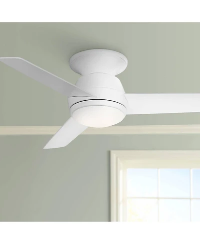44" Casa Vieja Marbella Breeze Modern Indoor Hugger Ceiling Fan with Dimmable Led Light Remote Control Opal Glass for Living Room Kitchen Bedroom