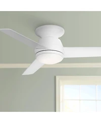 44" Casa Vieja Marbella Breeze Modern Indoor Hugger Ceiling Fan with Dimmable Led Light Remote Control Opal Glass for Living Room Kitchen Bedroom