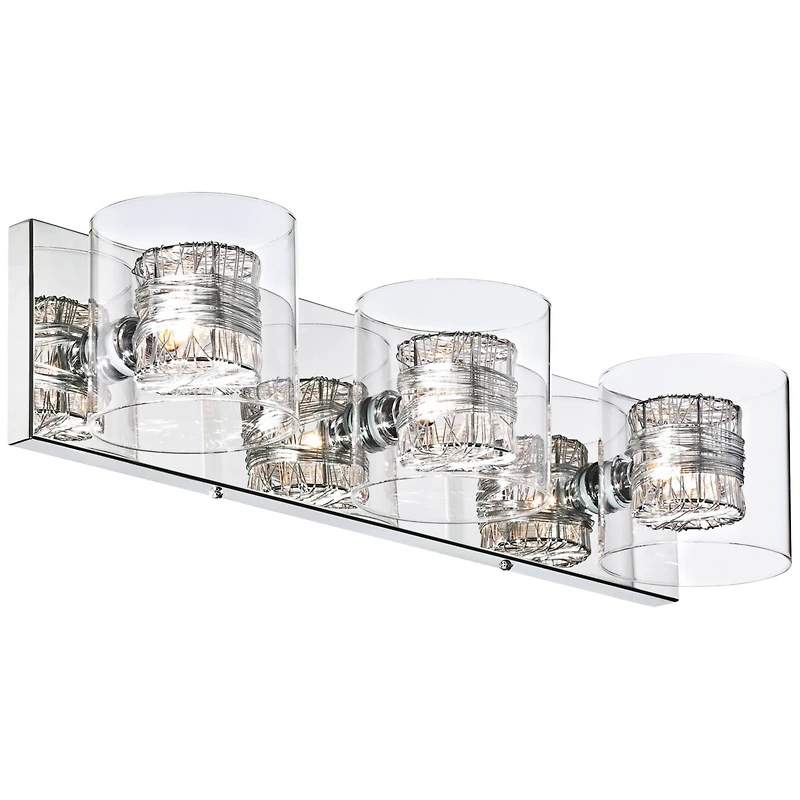 Possini Euro Design Wrapped Wire Modern Wall Light Chrome 22" Fixture Clear Glass Cylinder Shade for Bedroom Bathroom Vanity Reading Living Room