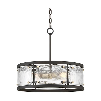 Possini Euro Design Campanelli Bronze Brass Pendant Chandelier Lighting 19" Wide Farmhouse Rustic Drum Waterglass Shade 4-Light Fixture for Dining Roo