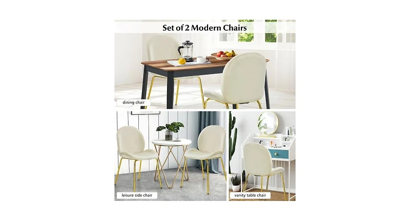 Set of 2 Velvet Accent Chairs with Gold Metal Legs