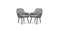 Set of 2 Fabric Upholstered Accent Chairs with Wooden Legs